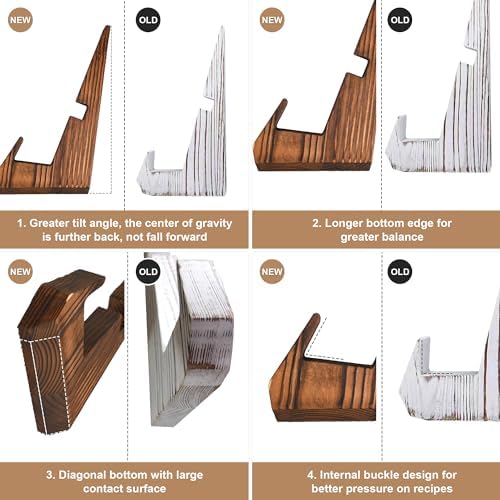 KLEVERISE 2 Set Wooden Cookbook Stands Dark Brown