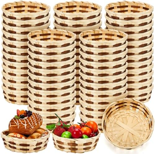 Sintuff 60 Pcs Bamboo Wicker Easter Fruit Basket