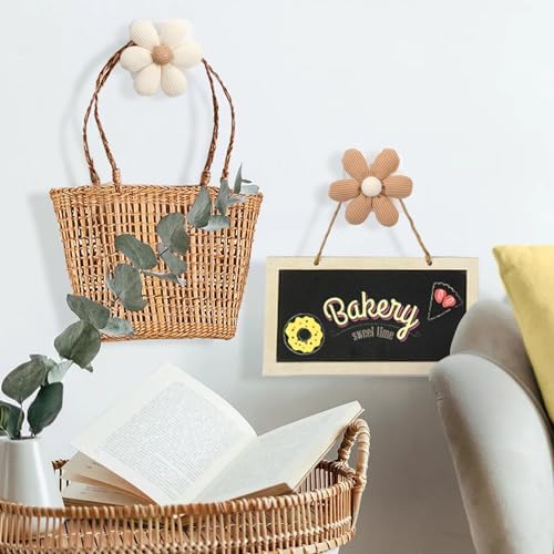 2 Pack Adhesive Wall Hooks with Flower Design Khaki 1