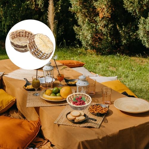 EXCEART 3pcs Woven Rattan Fruit Container Set