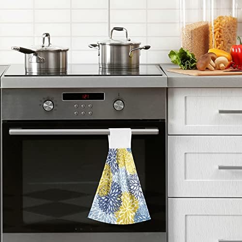 Kcldeci Dahlia Floral Hanging Kitchen Towels Set 2 Pcs