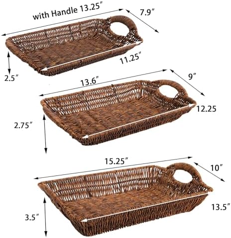 TOPZEA 3 Pack Wicker Bread Baskets with Handles 1