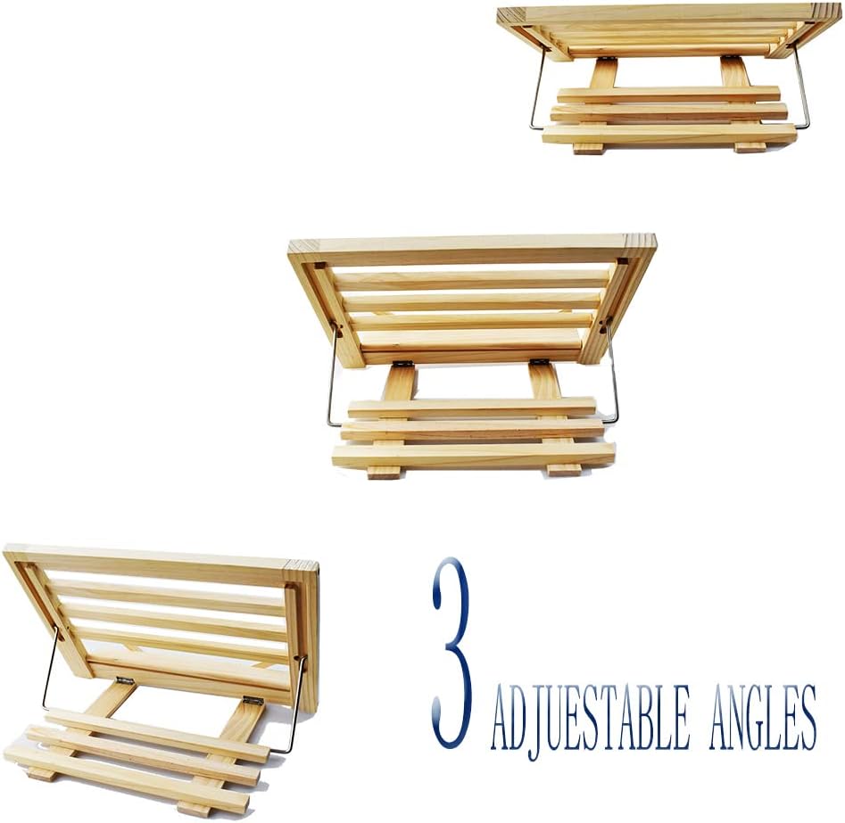 Adjustable Wooden Cookbook Stand with Reading Rack 1