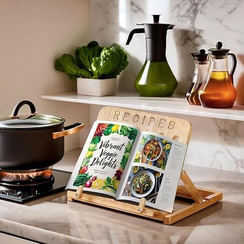 Premier Rubberwood Book Stand for Kitchen Desk