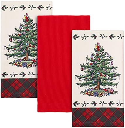 Spode 3pc Kitchen Towel Set Tartan Holiday