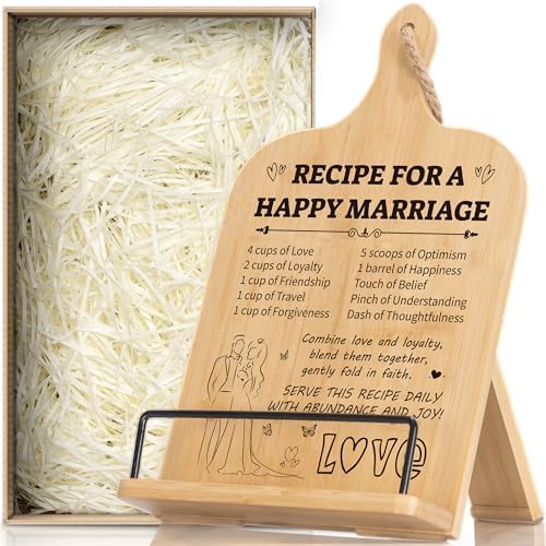 Wedding Gifts Cookbook Stand for Couple Woodcover Blank Recipe Book