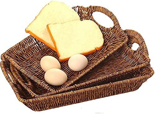 TOPZEA 3 Pack Wicker Bread Baskets with Handles 1