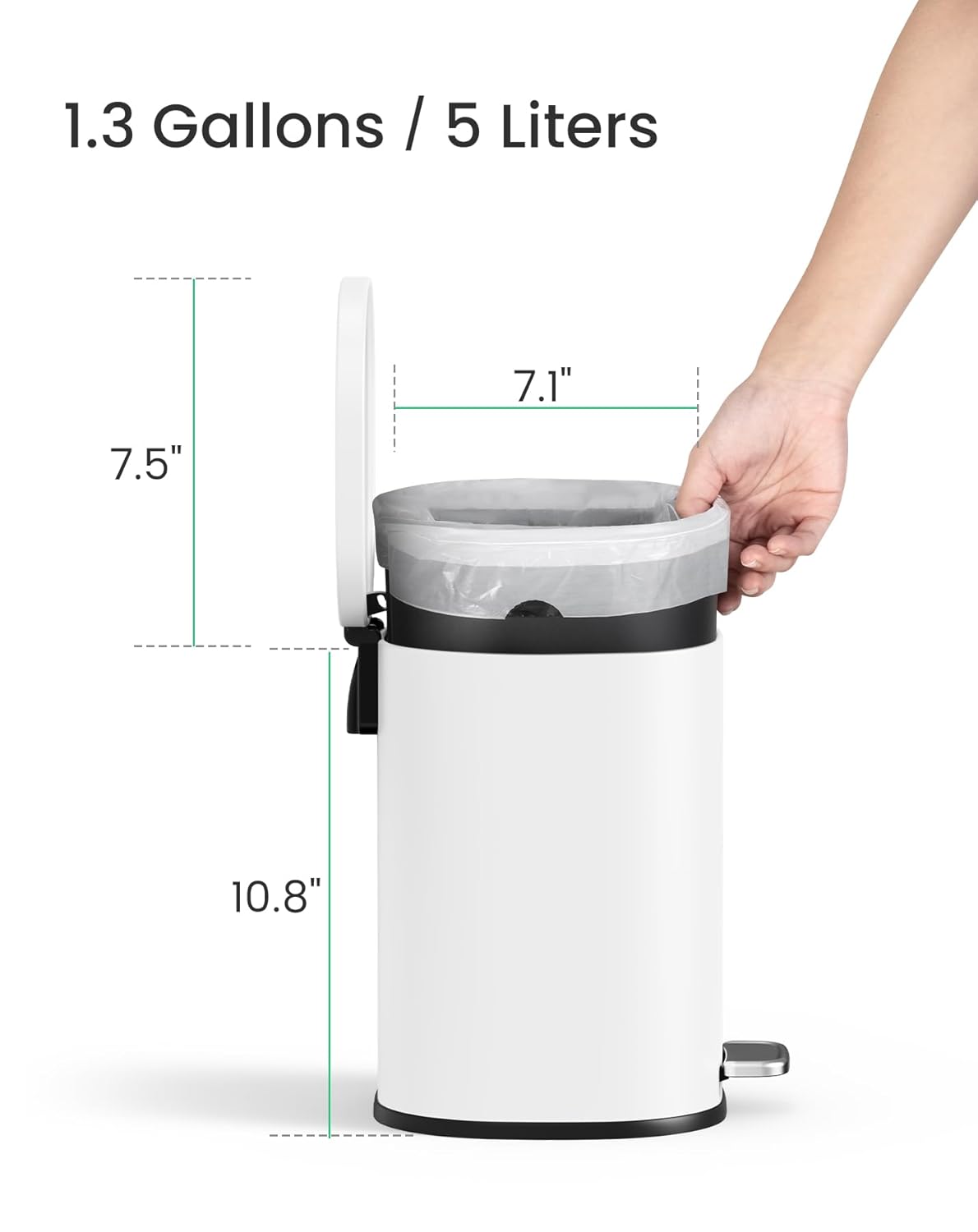 Cesun 13 Gallon Metal Trash Can with Foot Pedal