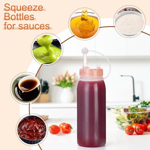 Uceoo Condiment Squeeze Bottles 2 Pack with 2 Funnels