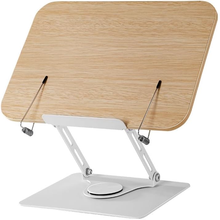 Ivytangyuan Wooden Book Stand with Swivel Base and Dual Support Legs