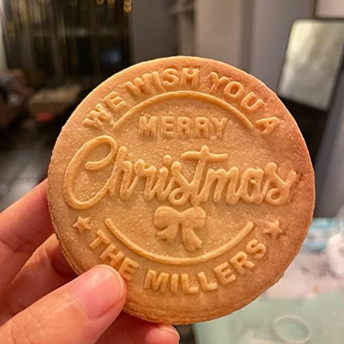 Personalized Family Name Cookie Stamp with Merry Christmas Pattern