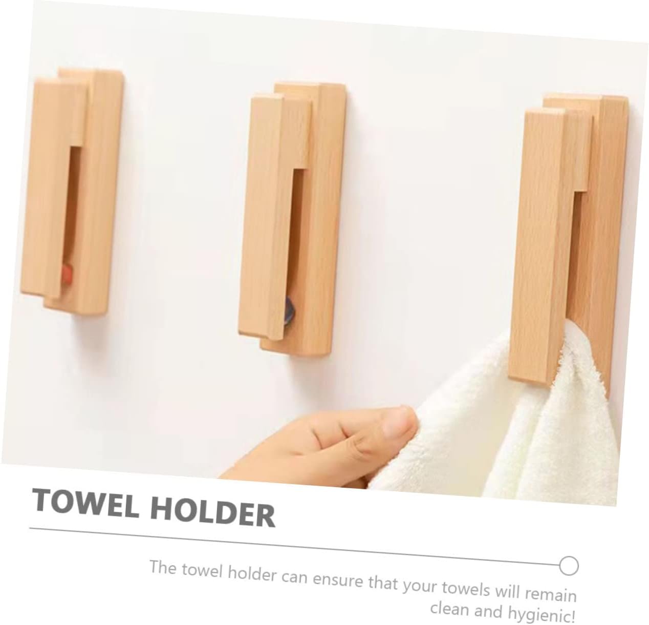 Alipis 4pcs Solid Wood Towel Hooks Wall Mount Decorative Hangers