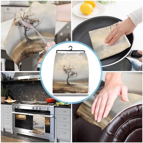 ZOE GARDEN Wild Leaves Dish Towel Set 2-Pack 18x28 Microfiber Kitchen Towels