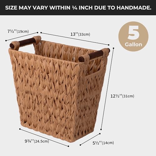 GRANNY SAYS Caramel Orange Woven Trash Can with Handles