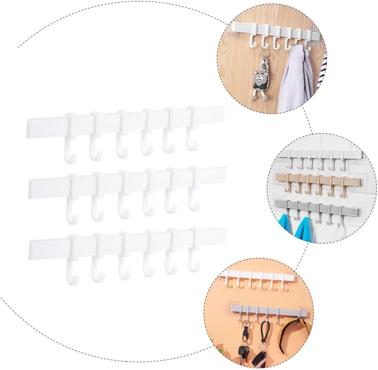 POPETPOP 3Pcs Adhesive Hook Rack for Kitchen and Bathroom