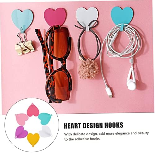 Homoyoyo 12pcs Heart Shaped Wall Hooks - Adhesive Key Coat Hangers for Home