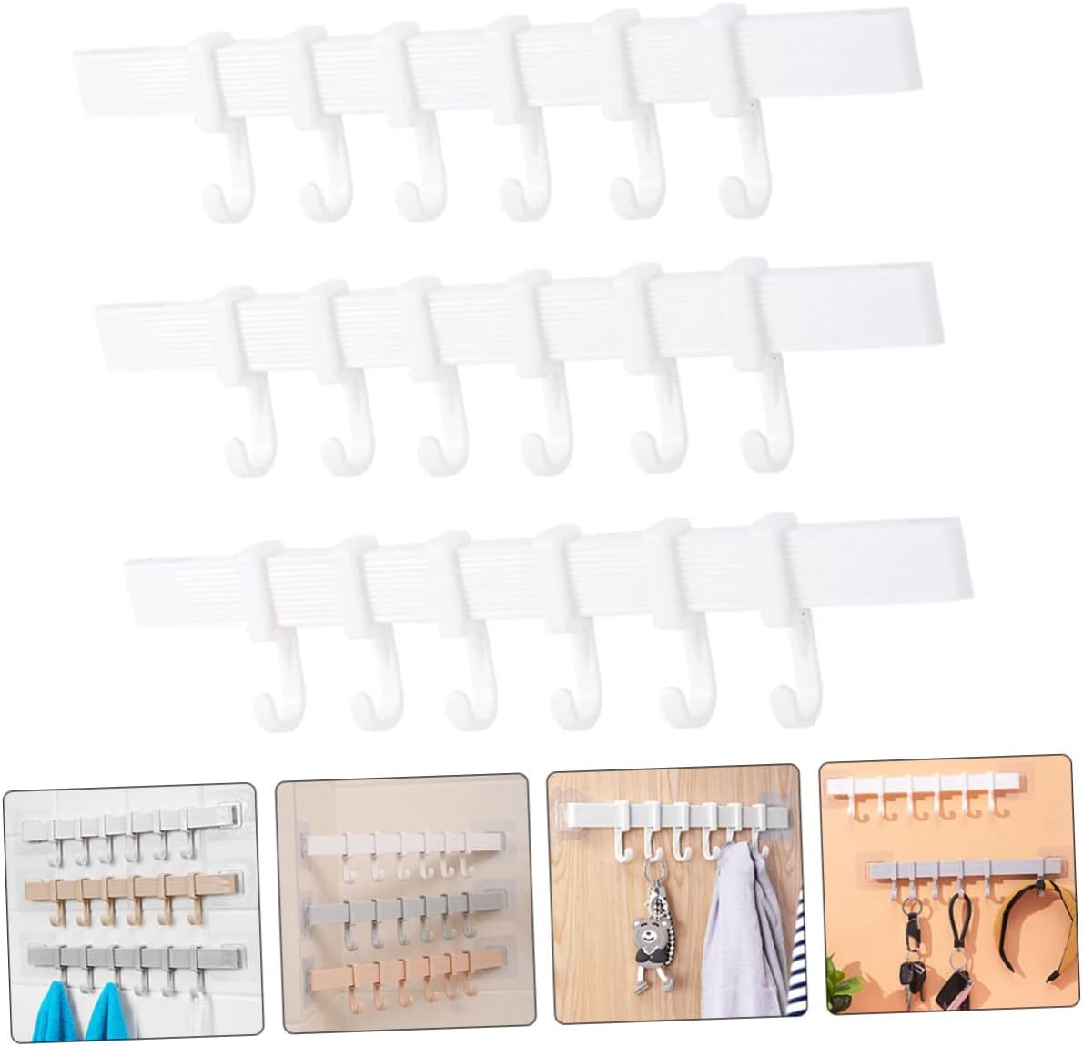 POPETPOP 3Pcs Adhesive Hook Rack for Kitchen and Bathroom