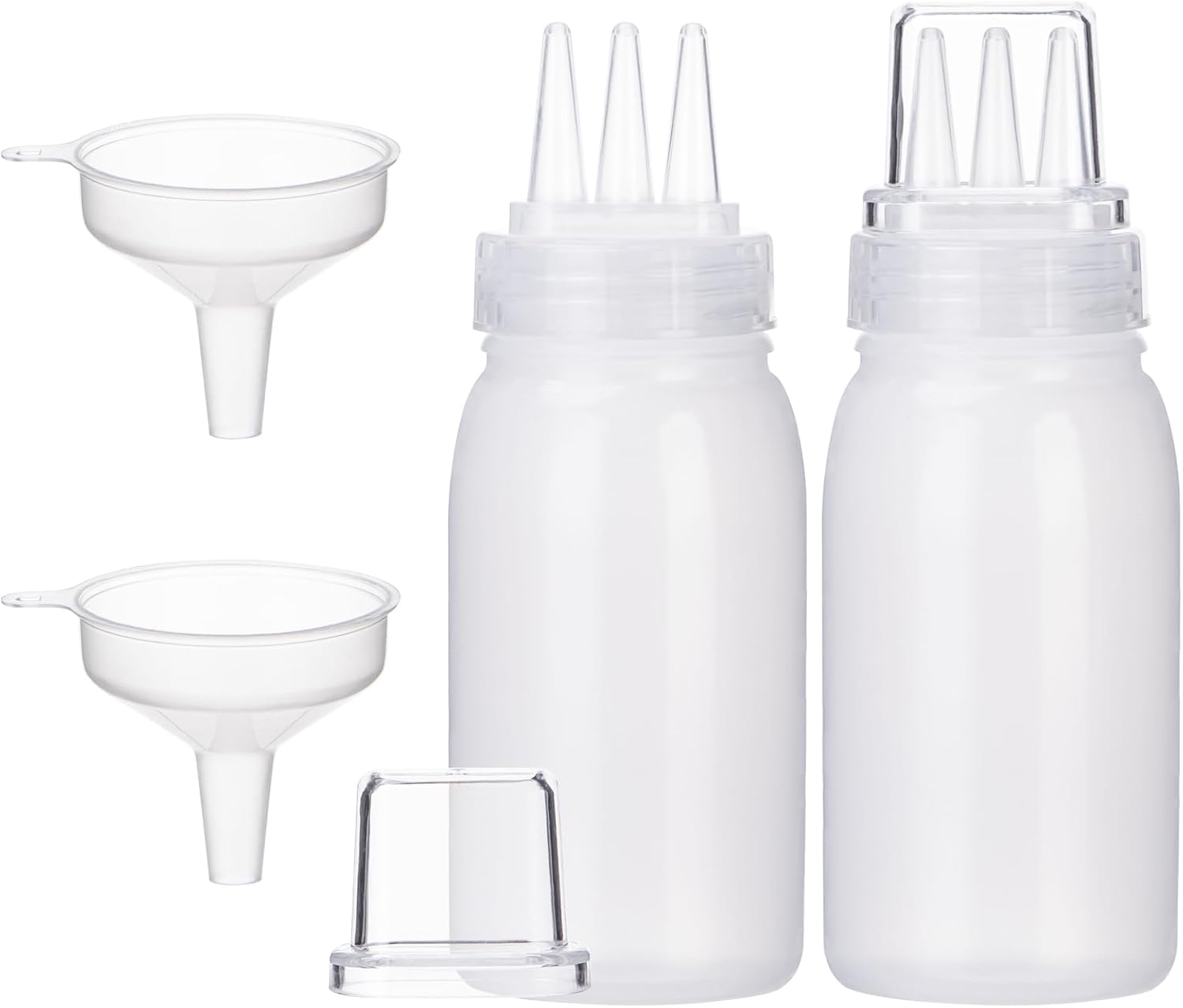 Uceoo 3-Hole Condiment Squeeze Bottles 2 Pack with 2 Funnels