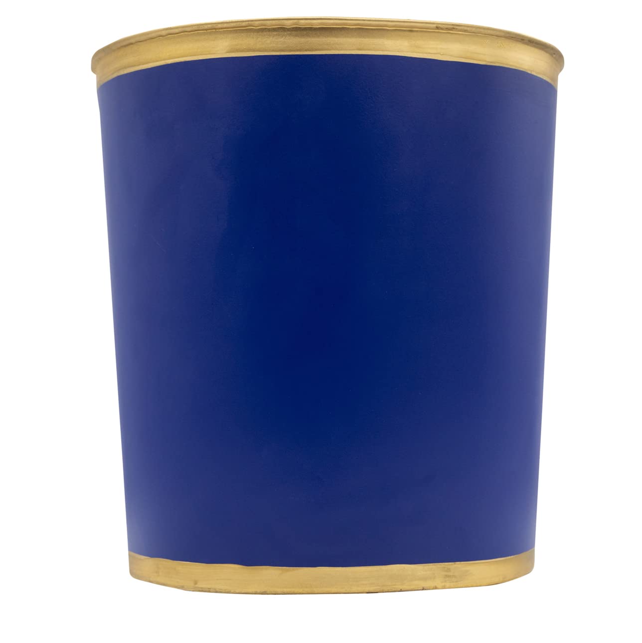 Jayes Studio Decorative Trash Can Blue Oval Metal Waste Basket