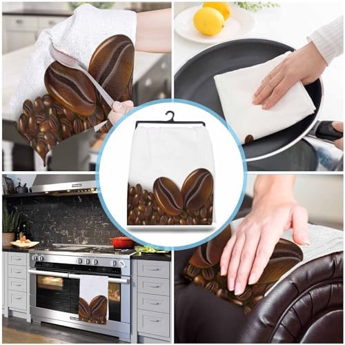 ZOE GARDEN Retro Coffee Dish Towels 4-Pack Brown White 18x28
