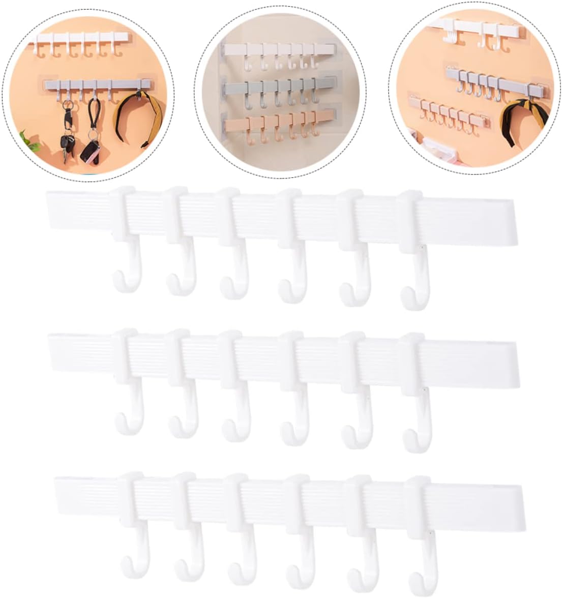 NUOBESTY 3pcs Rotatable Adhesive Hooks Organizer