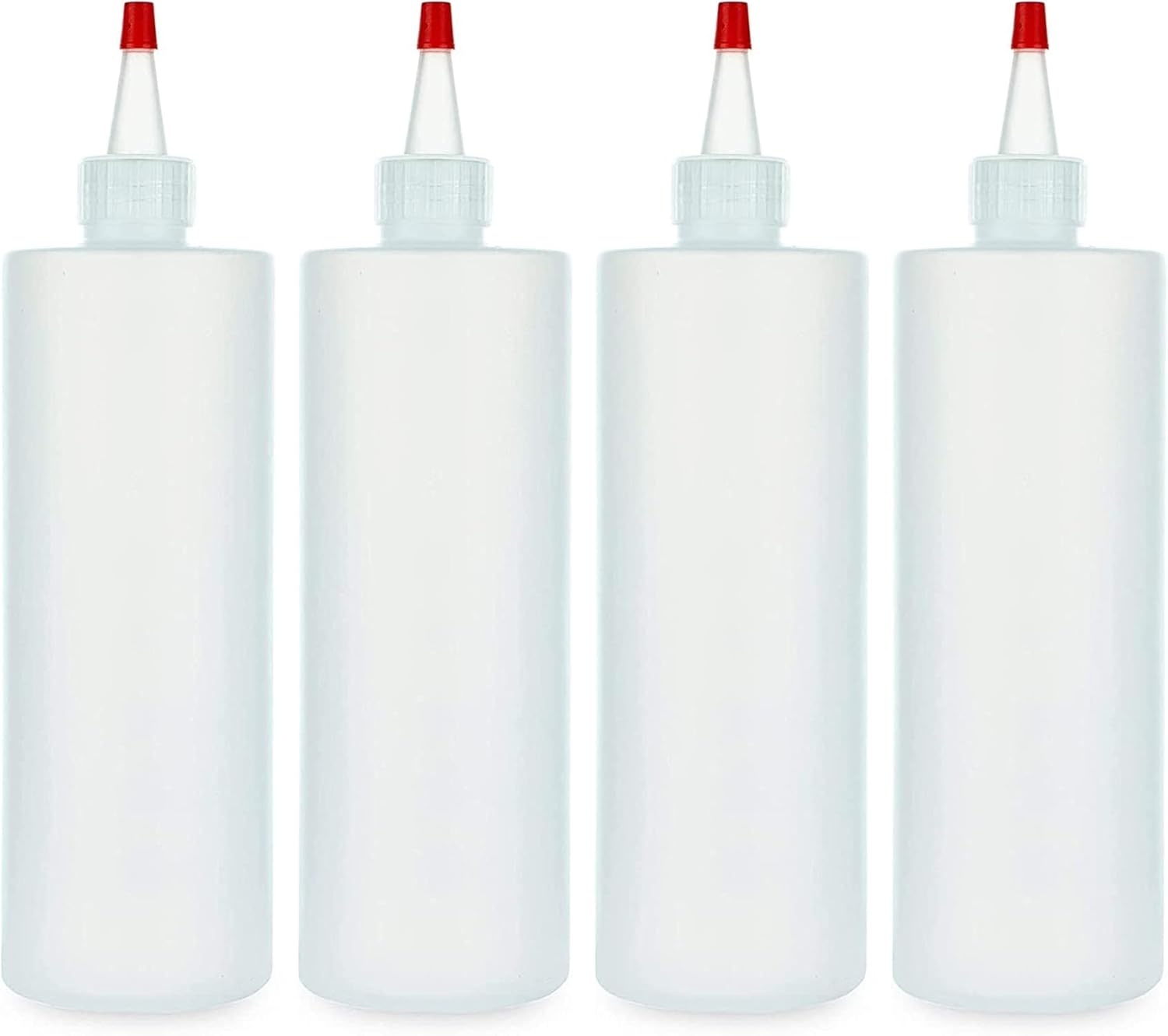 BRIGHTFROM 16 OZ Squeeze Bottles 4 Pack BPA Free Red Top Condiment Containers