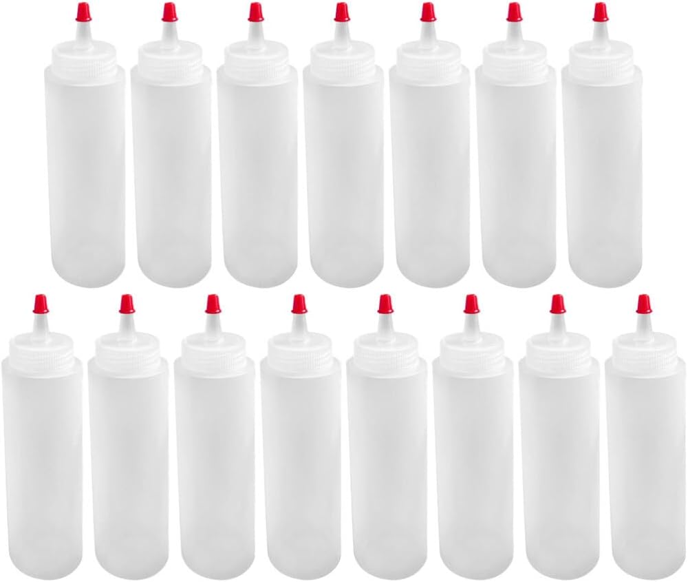 Luxshiny 15PCS Clear Condiment Squeeze Bottles