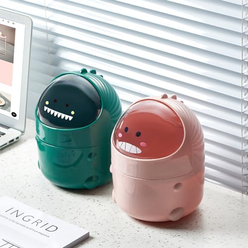Green Dinosaur Desktop Trash Can with 90 Bags 1