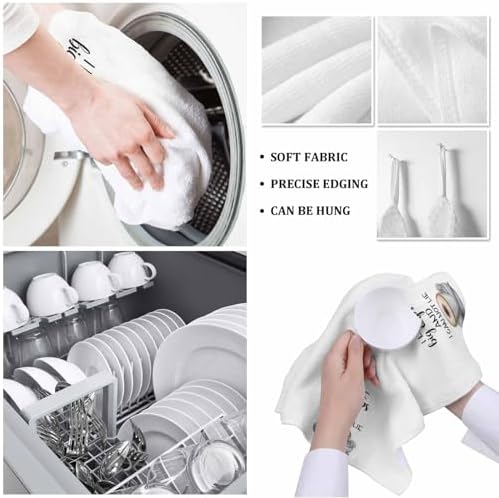 ZOE GARDEN Coffee Cup Kitchen Towels - 18x28 White Coffee Cake Dessert Theme