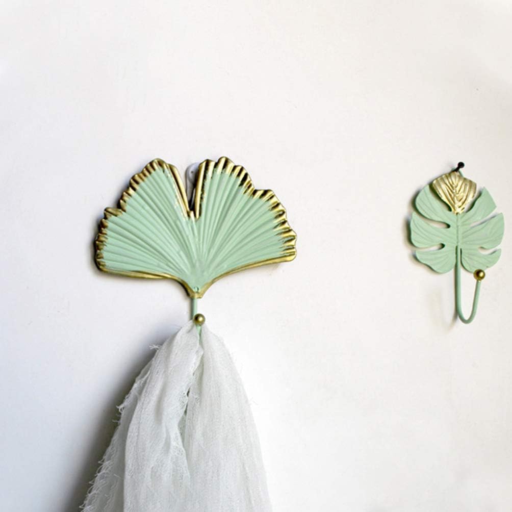 3 Pcs Wrought Iron Tropical Leaf Hooks for Home and Office