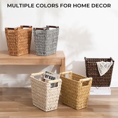 GRANNY SAYS Caramel Orange Woven Trash Can with Handles