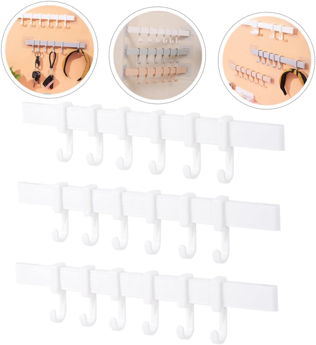 POPETPOP 3Pcs Adhesive Hook Rack for Kitchen and Bathroom