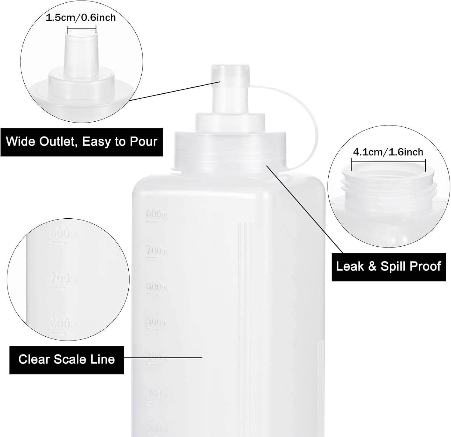 Uceoo Wide Mouth Condiment Squeeze Bottle 800ml