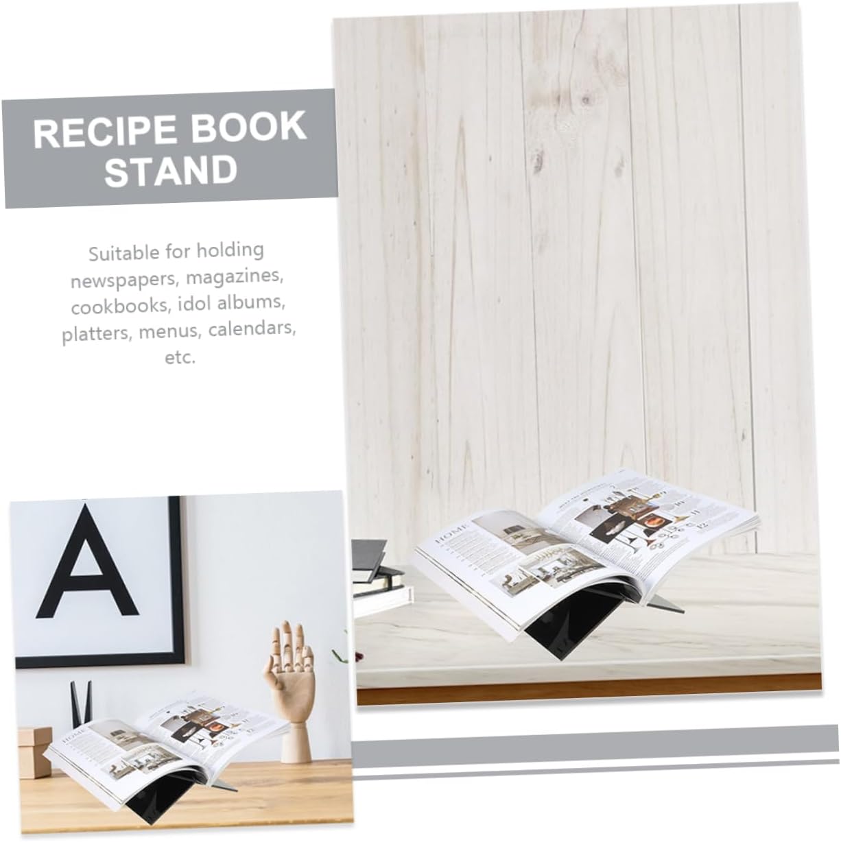 CORHAD Acrylic Book Display Stand for Reading and Kitchen Use