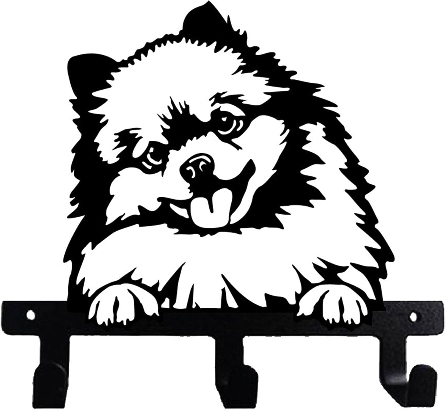 Pomeranian Pom Pom Shaped Black Metal Key Hook