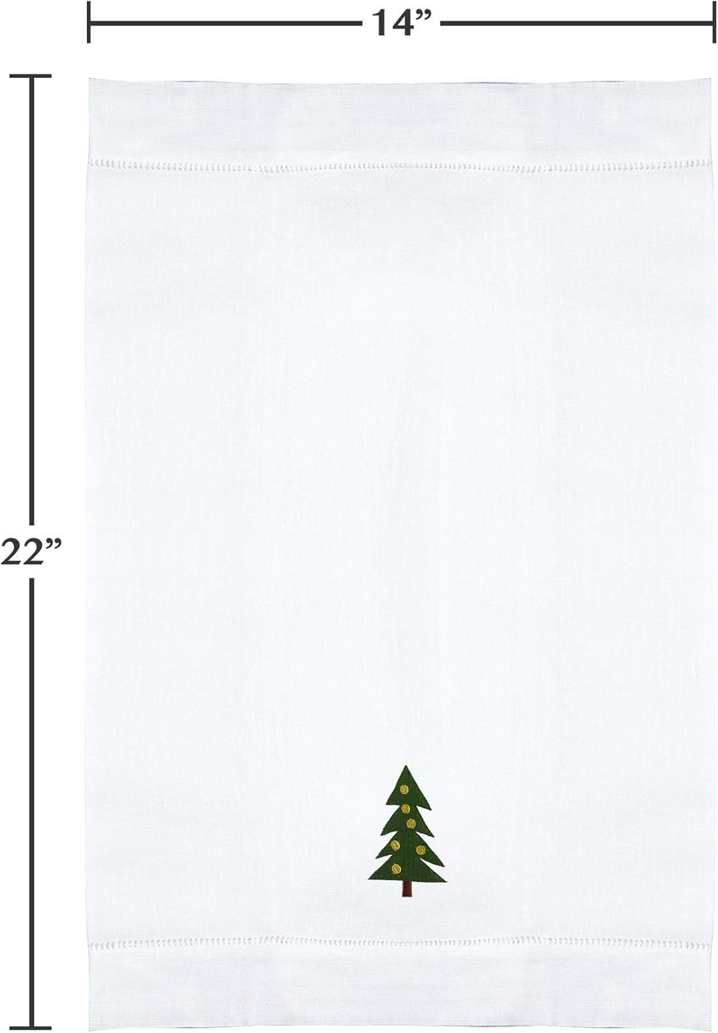 Saro Lifestyle Christmas Tree Embroidered Guest Towel Set of 4 - White
