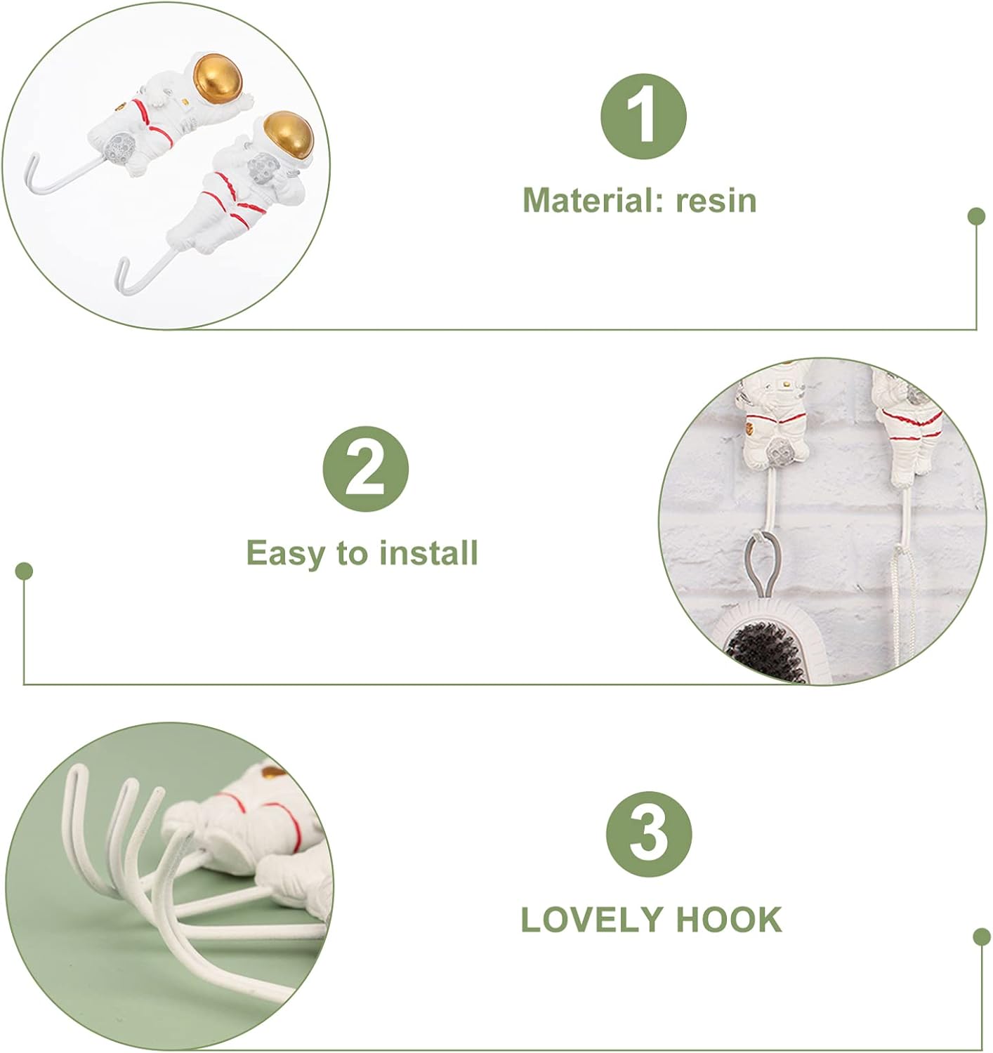 Wakauto Wall Coat Rack 2 Pcs Decorative Iron Hooks