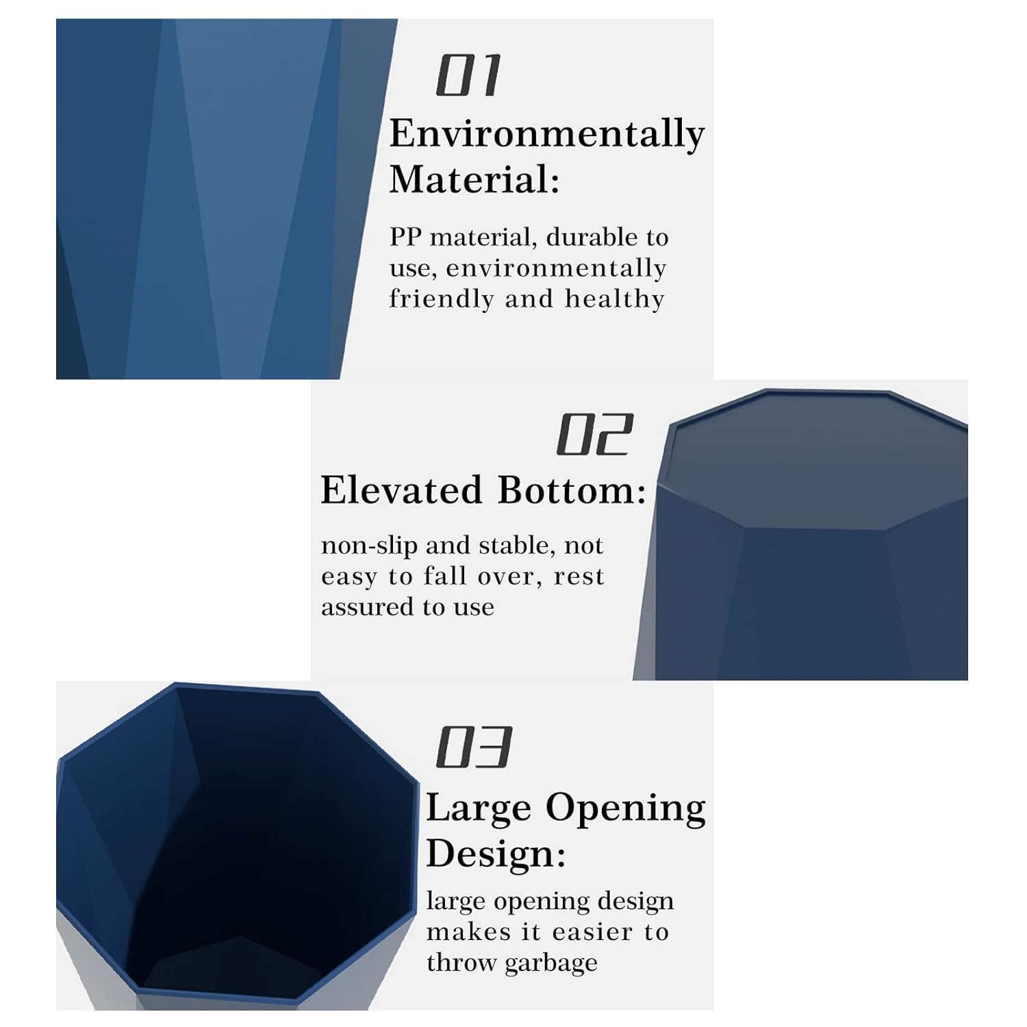 6pcs Diamond Shape Trash Can 10Litre 6 Colors