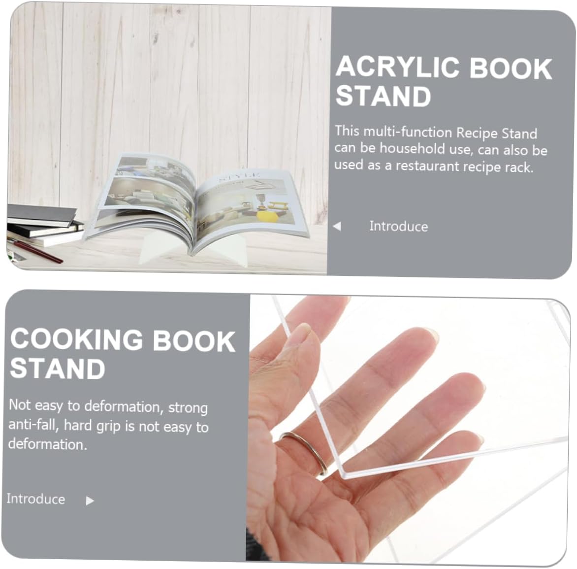 FUNOMOCYA Acrylic Cookbook Stand with Stable Base
