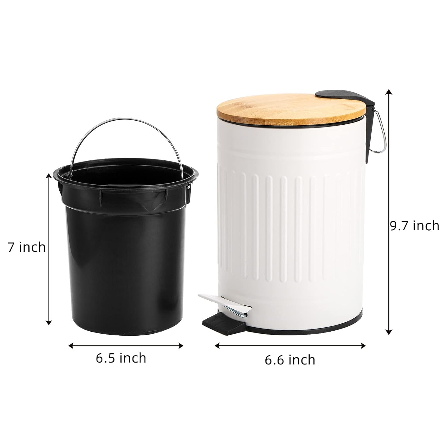 AVLA 2 Liter Step Trash Can with Bamboo Lid