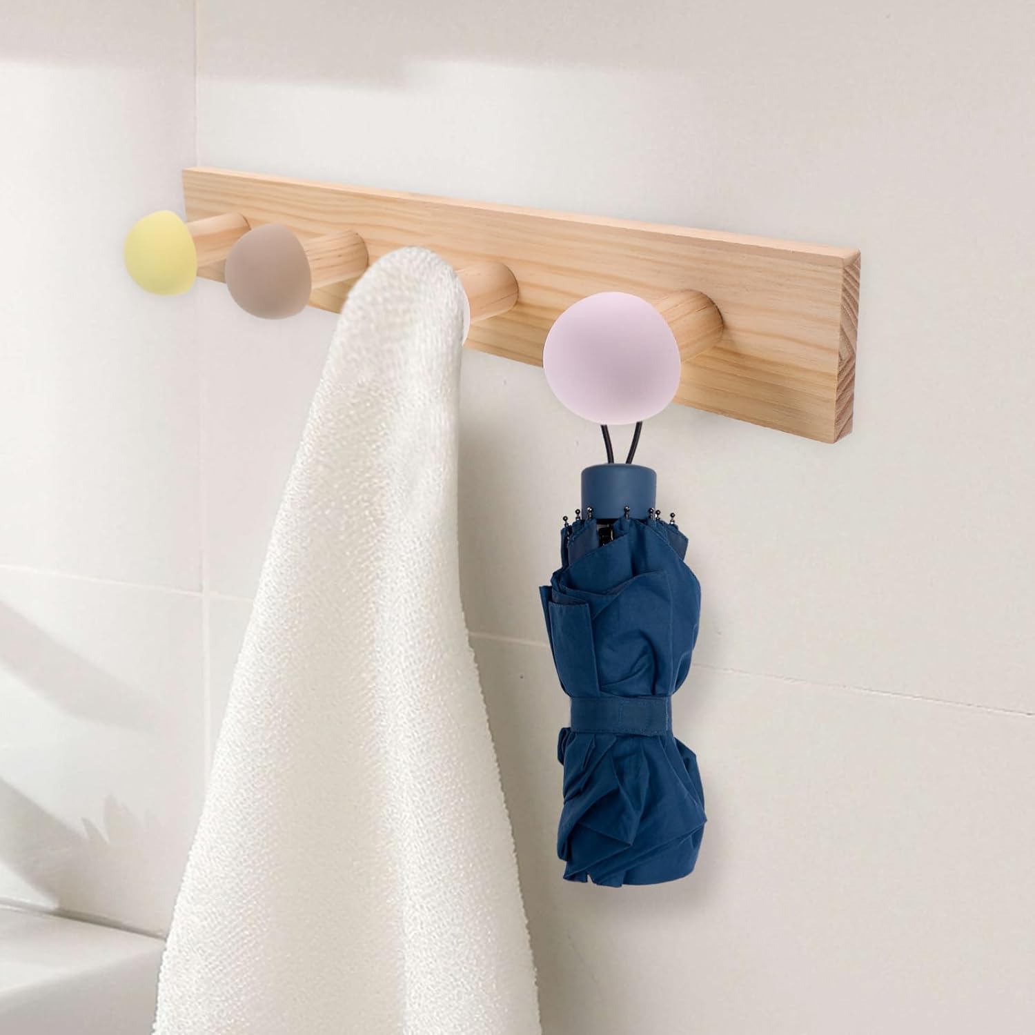 Wakauto Wooden Coat Hanger Heavy Duty Wall Hook for Home Organization