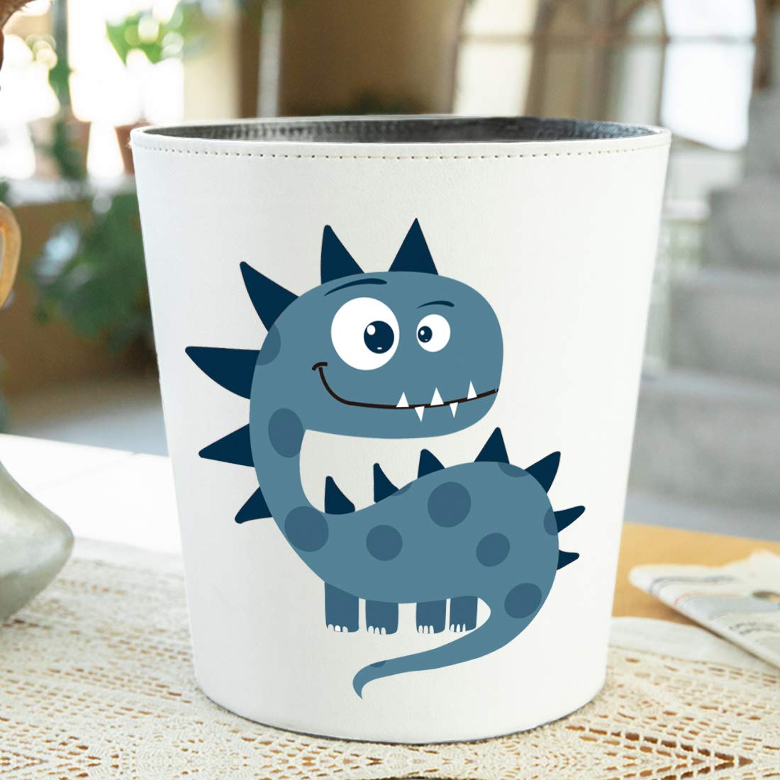10L PU Leather Dinosaur Trash Can for Home