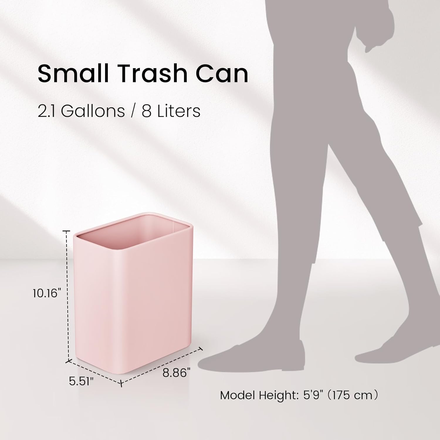 Cesun 21 Gallon Pink Metal Trash Can for Bathroom