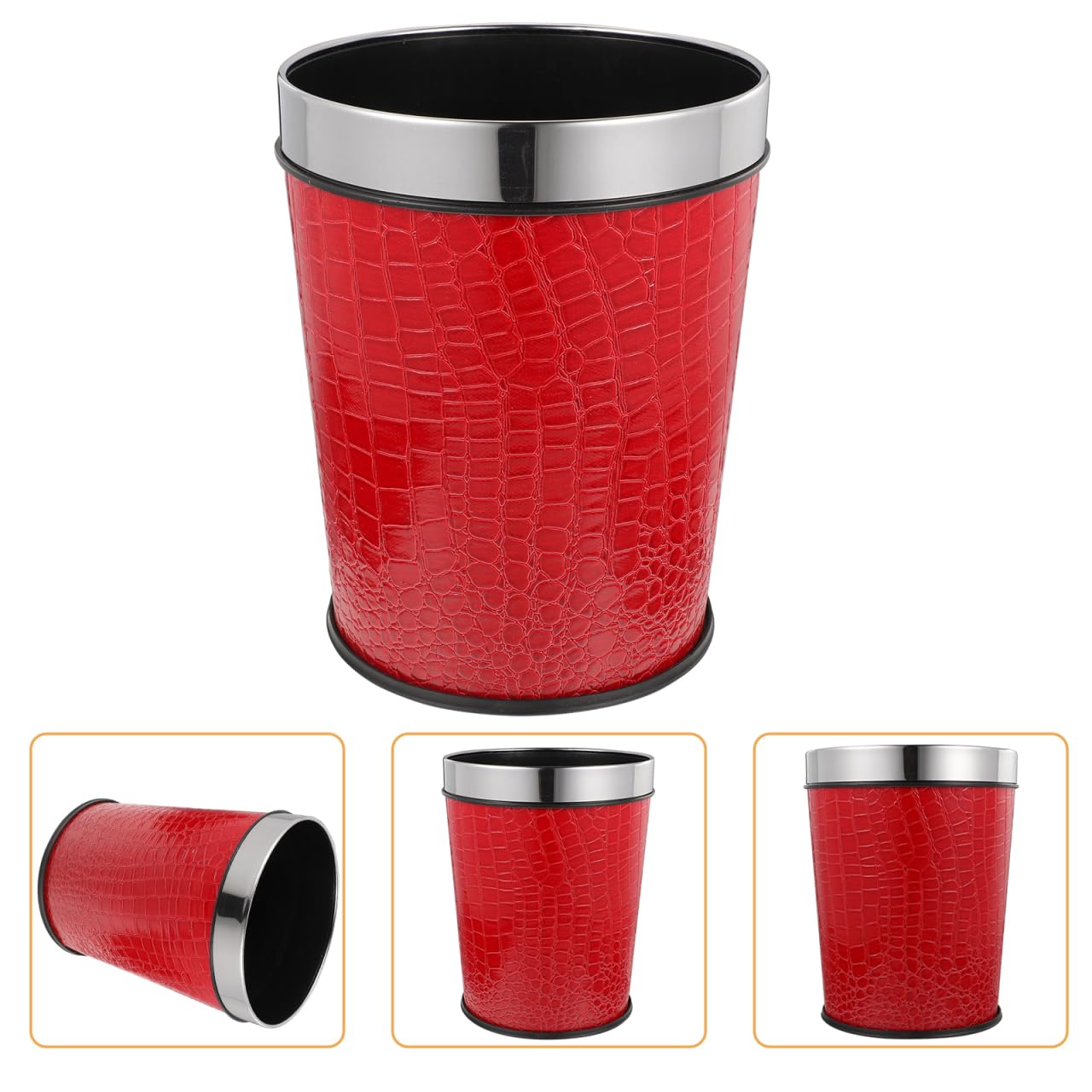 Ciieeo Leather Trash Bin Retro Style 5L Black