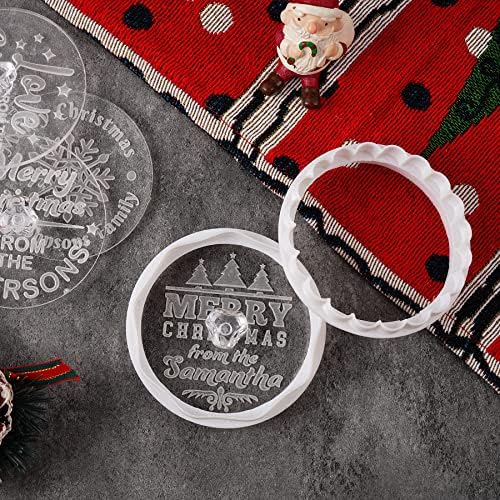 Personalized Family Name Cookie Stamp with Merry Christmas Pattern