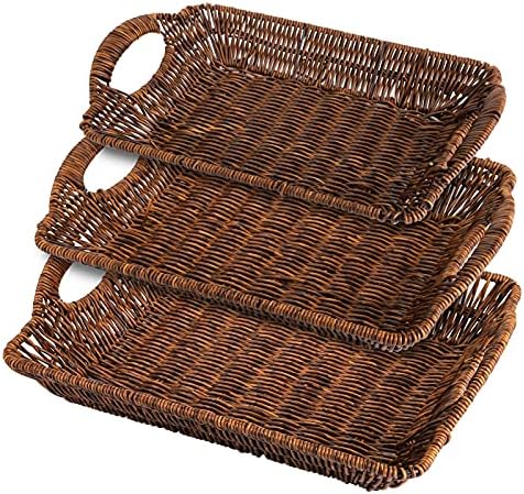 TOPZEA 3 Pack Wicker Bread Baskets with Handles 1
