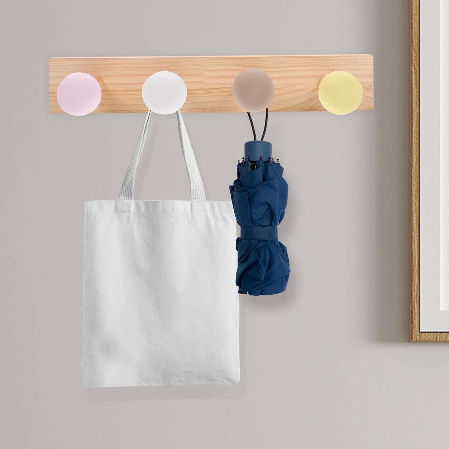 Wakauto Wooden Coat Hanger Heavy Duty Wall Hook for Home Organization