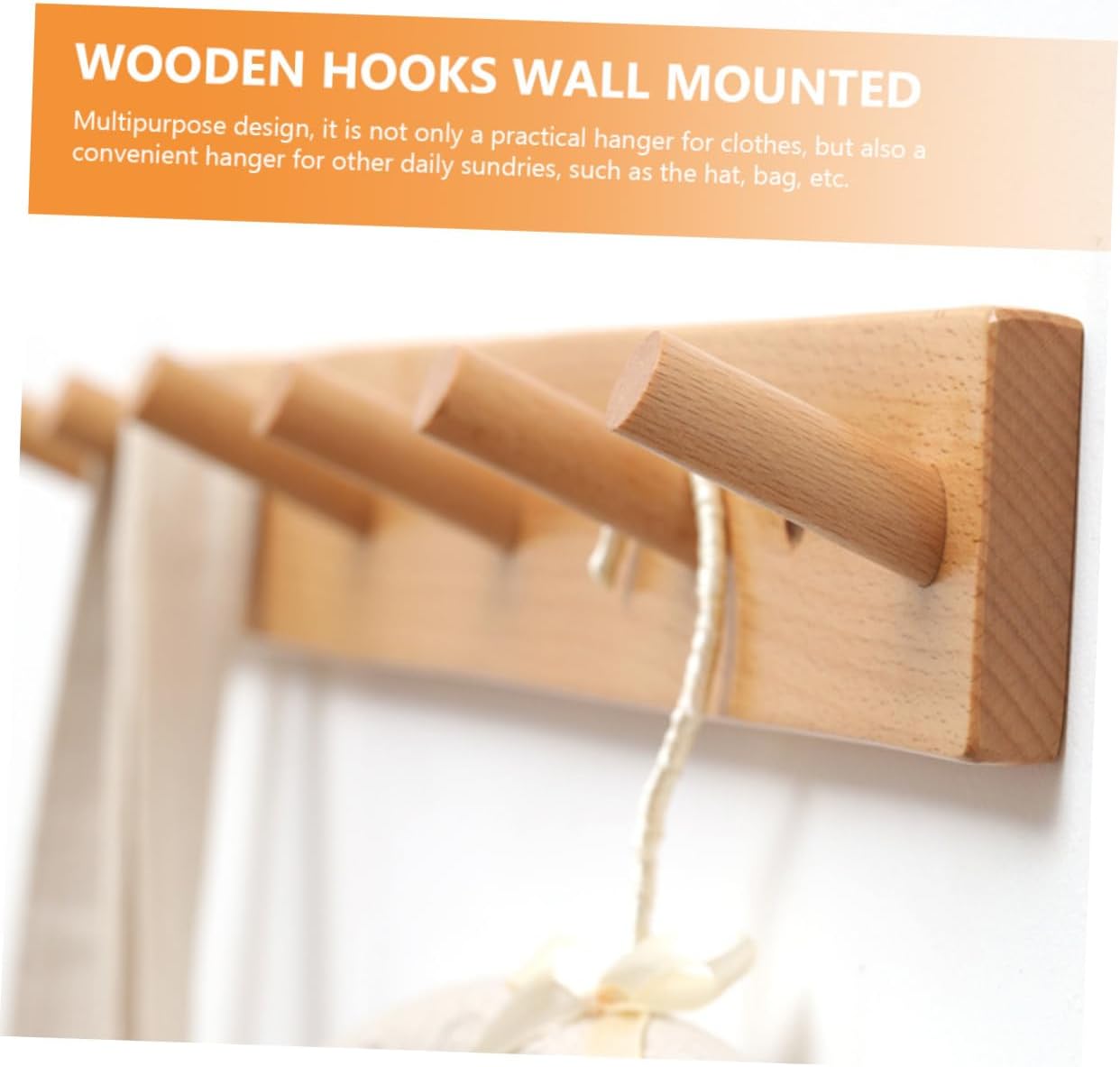 Wooden Wall Hooks for Clothes and Hats Sturdy Design