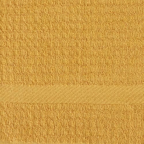 DII Basic Terry Waffle Dish Towel Set 4 Piece Mustard