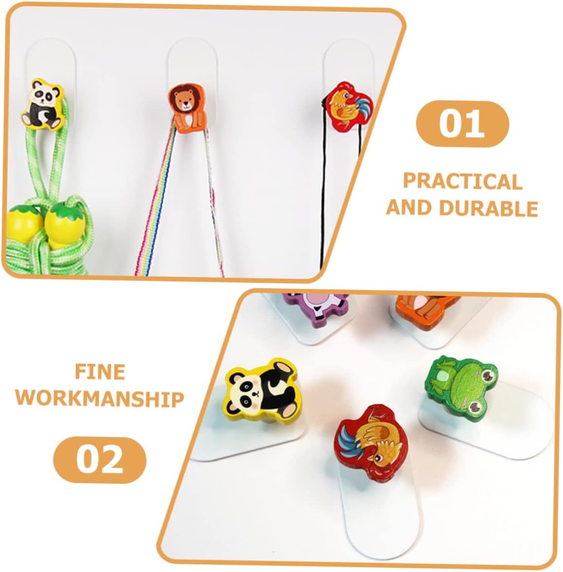 Hohopeti Wooden Animal Hooks 5pcs Wall Decor 1